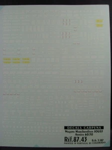 DECALS TRAIN 1/87 WAGONS MARCHANDISES JOUEF 1960/70 – CARPENA 8743 - Imagen 1 de 1