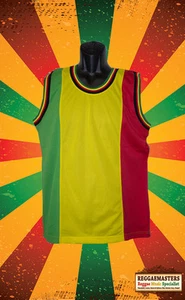 RED GOLD & GREEN RASTA BASKETBALL VEST TOP ROOTS RASTA HV2 - Picture 1 of 1