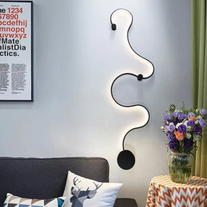 Minimalist LED Wall Sconce Linear Metal Snake Shaped Ceiling Light for Bedroom - Picture 1 of 16