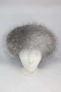 BRAND NEW INDIGO FOX &LEATHER FUR HAT WOMEN WOMAN SIZE ALL - Picture 1 of 7