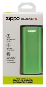 Zippo HeatBank 6 Rechargeable Hand Warmer, 40615,New,Green