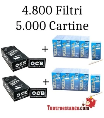 5.000 Cartine OCB doppia finestra 70mm + 4.800 Filtri 5,7mm - Imagen 1 de 4