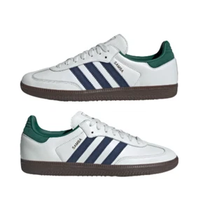 adidas Men's Samba OG Shoes White/Collegiate Green/Blue IH4882 i - Picture 1 of 10