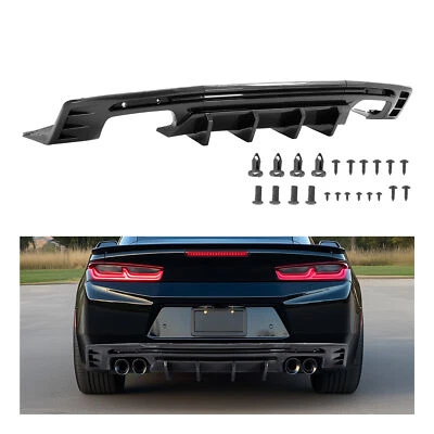 Rear Bumper Diffuser Spoiler Carbon Fiber Style For CHEVROLET CAMARO 2016-2024 Foto 1 de 4