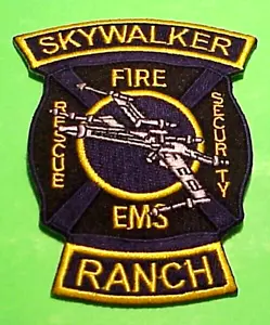SKYWALKER RANCH CALIFORNIA ( STAR WARS ) 3 1/2" EMS / RESCUE FIRE DEPT PATCH - Picture 1 of 1