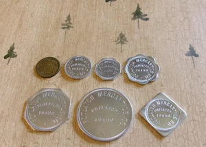 Potlatch Mercantile Co ~ Potlatch, Idaho - Set 7 Vintage Trade Tokens / Coins - Bild 1 von 11