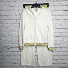 Vintage Talbots 2pc Set Jacket Pants Womens Medium White Zip Pull On Athleisure