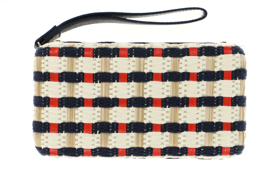 Tory Burch 245025 女式白色象牙色多色草编雏菊手提包手拿包 — 第 1/4 张图片