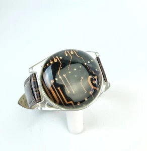 Sobral Flash Gordon Hypnotic Faux Watch Circuit Inclusion Artist Made Bracelet - Picture 1 of 4