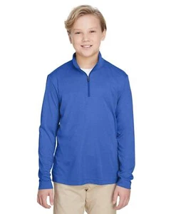 Team 365 Youth Quarter-Zip Jacket UV Protection Sonic Heather Performance TT31HY - Picture 1 of 26