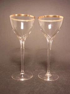 Jugendstil - 2 Weingläser mit Goldrand. Josephinenhütte, um 1910. - Picture 1 of 5