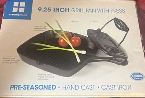 Essentialhome Cast Iron 9.25” Grill Pan With Press - Picture 1 of 3