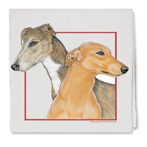Greyhound Profiles Decorative Cotton Kitchen Dish Towel, Pet Gift - Picture 1 of 1