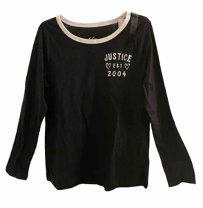 Justice Girls Top Black 12 Pullover Long Sleeves Logo Graphic - Picture 1 of 12