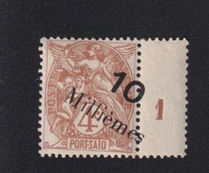 Timbre de Port-Saïd colonie Française, N° 40f, 10 m sur 4 c Blanc charnière 175A - Foto 1 di 1