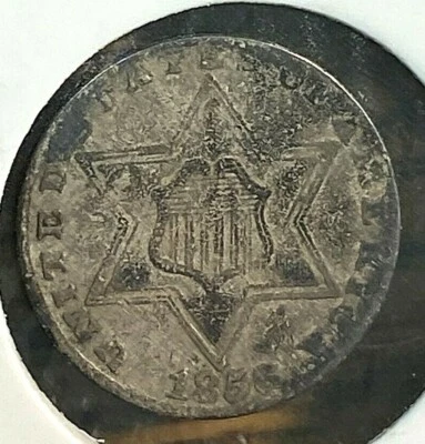 1856 Better 3 Cent Silver Nice Original Very Fine CHN - Image 1 of 2