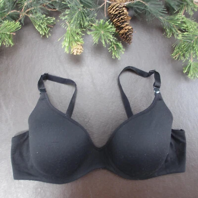 Hanes 胸罩尺寸 38C 黑色衬垫钢圈可调扣背 — 第 1/4 张图片
