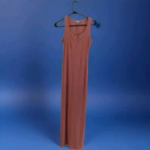 IRIS  Ribbed Knit Sleeveless Maxi Dress Coral Size Small Summer - Picture 1 of 3
