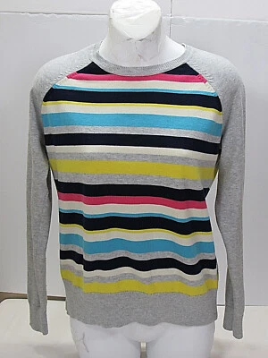 Suéter arco iris a rayas gris ligero Chaps Petite L/LP [38 pulgadas busto 22,5 L] Foto 1 de 4