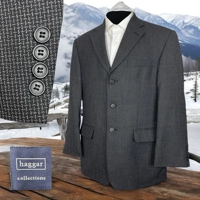 Haggar Sport Coat Mens 40S Gray Multicolor Textured Polyester Wool Three Buttons - Image 1 of 4
