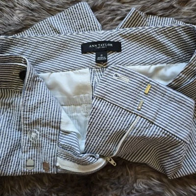 Pantalones Cortos Ann Taylor LOFT Para Mujer Talla 2 Azul Rayas Chino Coastal Nautical Resort Foto 1 de 4