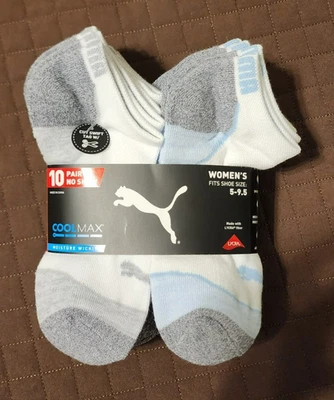 10 pares de calcetines Puma para mujer No Show blancos grises azules rosas Coolmax absorbentes de humedad Foto 1 de 4