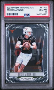 PSA 10 GEM MINT 2023 Prizm Throwback #PTAM Arch Manning Texas Longhorns Hook Em - Picture 1 of 2
