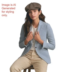 Blazer J.Crew Nuevo con Etiquetas Lino Algodón Azul Rayas Espiga Dinero Antiguo Chaqueta Preppy M - Imagen 1 de 9