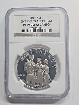 2014 P Civil Rights Act of 1964 Silver Proof Coin NGC PF69 Ultra Cameo - Image 1 of 3