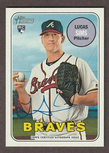 Tarjeta autógrafa Topps Heritage Real One 2018 tinta azul #ROA-LS Lucas Sims - Imagen 1 de 2