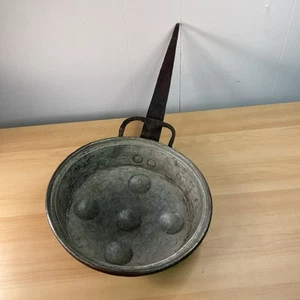 Antique Primitive Hammered Copper Egg Poacher / Escargot Pan, Forged Iron Handle - Picture 1 of 7