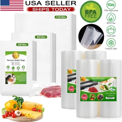 8"x50' 11"x50' 8"x20' Rolls Vacuum Sealer Bags Food Saver Embossed Bags 4 Mil US - Image 1 of 4