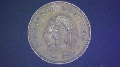 Mexico 50 Centavos 1956 Bronze Coin KM#450 - Image 1 of 2