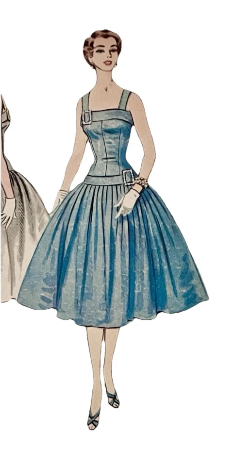 50’s CUFFED BODICE Eve Dress McCalls 3185 #VintageSewingPattern Women Drop Waist - Image 1 of 4