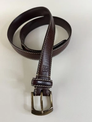 Cinturón Ralph Lauren Para Hombre M/L Cuero Marrón Latón Hebilla Envejecido Western Foto 1 de 4