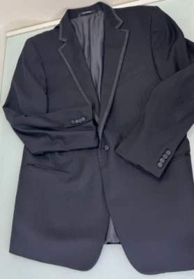 Chaqueta Blazer Esmoquin Ermenegildo Zegna Para Hombre 54R Negro Rayas 1 Botón Lana Foto 1 de 4