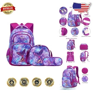 Durable 16-Inch Mermaid Backpack Set with Lunch Box & Pencil Case for Kids - Picture 1 of 8