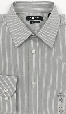 NEW DKNY Men's Slim Fit Stretch Cotton Dress Shirt, Smokey Quartz Sz. 15 34-35 - Image 1 of 4