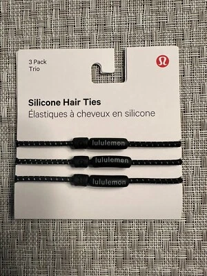 Paquete de 3 corbatas de silicona Lululemon negras para cola de caballo ~ nuevas con etiquetas ~ Foto 1 de 2