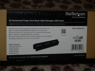 StarTech CMDUCT2U 2U Horizontal Finger Duct Rack Cable Management Panel w Cover - Image 1 of 2