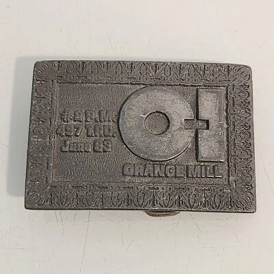 Hebilla de cinturón vintage Orange Mill #2 P.M. 497 TRD junio 83 Hit Line EE. UU. Foto 1 de 4