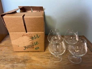 VINTAGE Princess House HERITAGE Set of 4 Handcut Brandy Glasses #404 France MINT - Picture 1 of 3