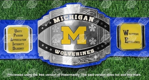 Michigan Wolverines National Championship Belt Adult Size 2mm Brass Cover