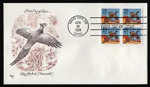 #2283a 25c Pheasant-Block of 4, Marq H/C FDC ANY 5= - Picture 1 of 1