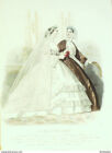 Gravure Modes parisiennes 1861 n°973 Robe de mariée & Velours brodé garni
