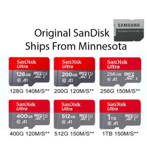 SanDisk Micro SD Memory Card Class 10 TF SD Card 128GB 256GB 512GB with Adapter - Photo 1 sur 7