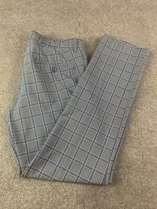 Pantalones de golf J Lindeberg ajustados para hombre frente plano a cuadros talla 34x33 gris/azul - Imagen 1 de 8