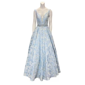 Issue New York Ballkleid mit verzierter Taille Blumen blau Größe 4 neu mit Etikett - Bild 1 von 2