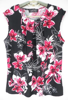 KASPER 女式弹力舒适涤纶背心褶前多色花卉 S — 第 1/4 张图片