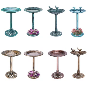 Pedestal Bird Bath 28" Height Outdoor Garden Decor Vintage Yard Art Birdbath - Picture 1 of 91